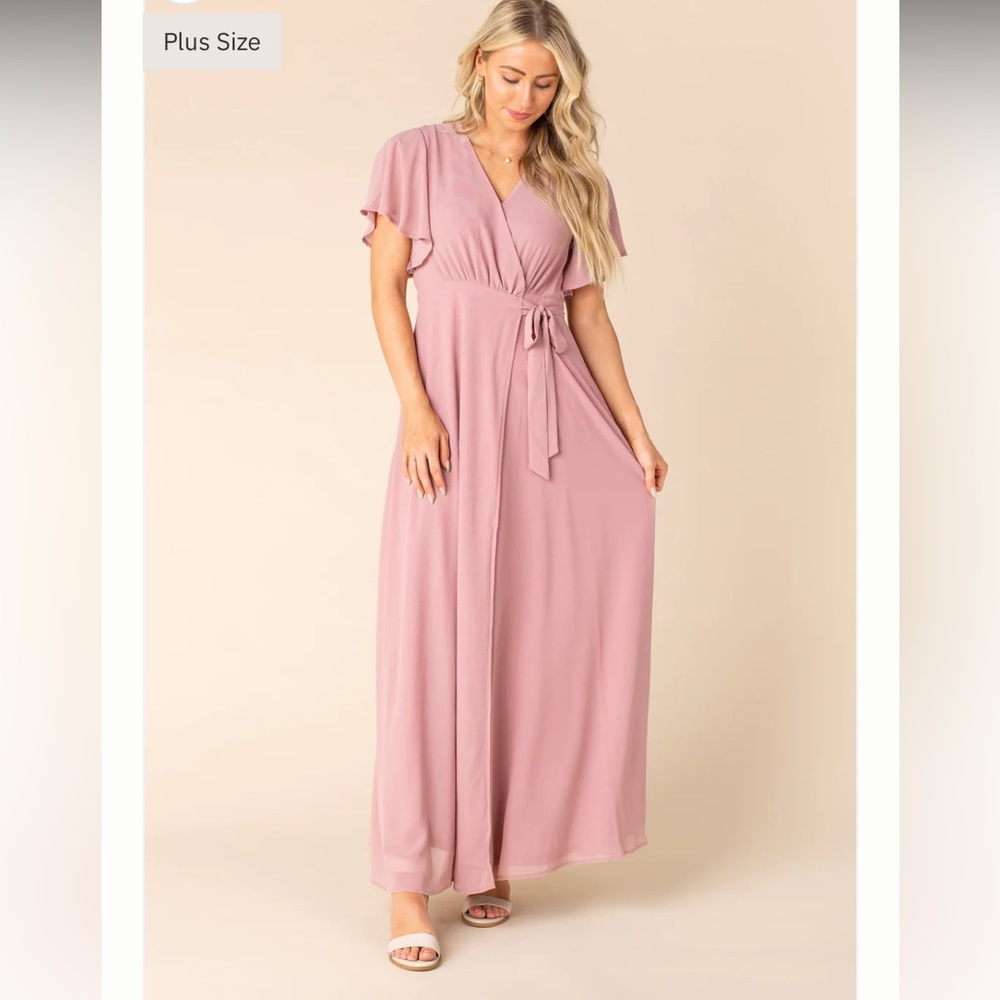 Women’s size large Brass and Roe wrap maxi dress rose color